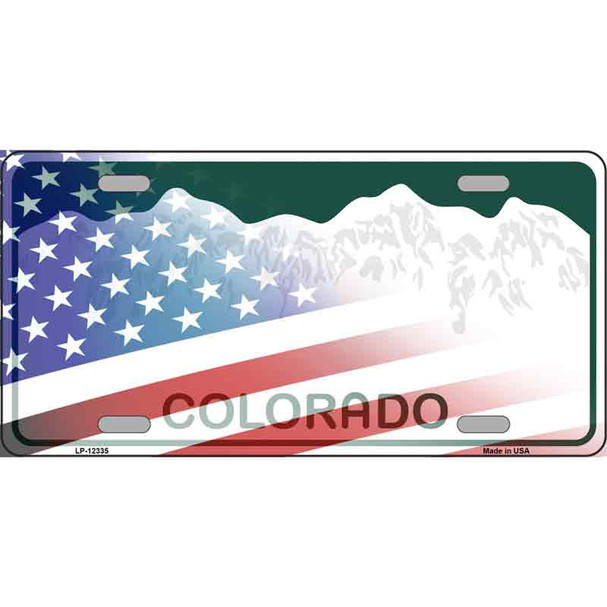 Colorado with American Flag Wholesale Novelty Metal License Plate