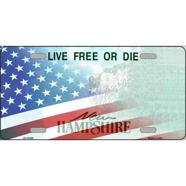 New Hampshire with American Flag Wholesale Novelty Metal License Plate