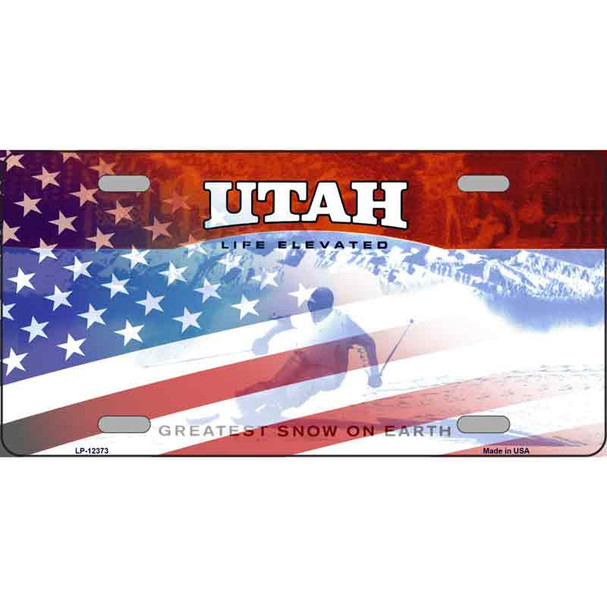 Utah with American Flag Wholesale Novelty Metal License Plate