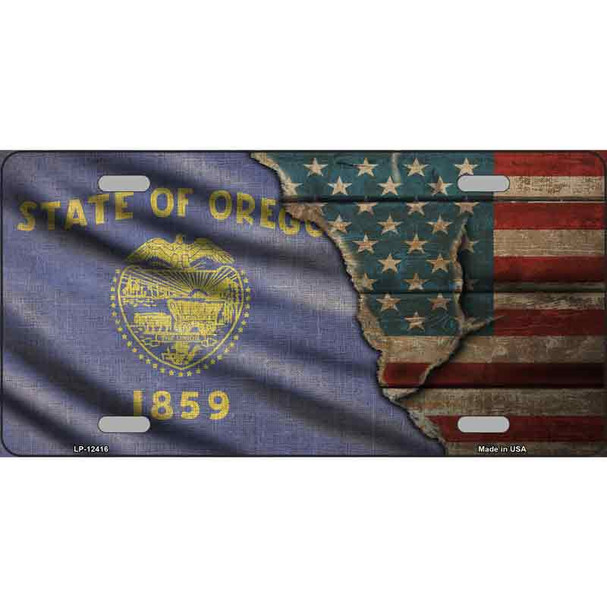 Oregon/American Flag Wholesale Novelty Metal License Plate