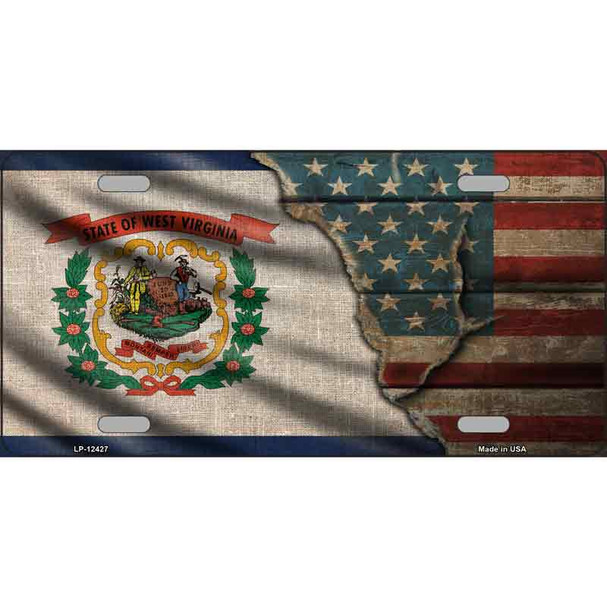 West Virginia/American Flag Wholesale Novelty Metal License Plate