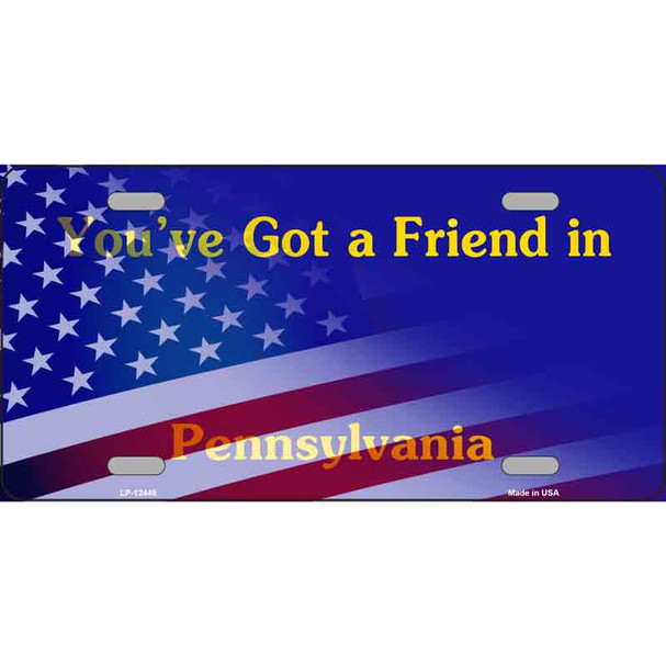 Pennsylvania with American Flag Wholesale Novelty Metal License Plate LP-12448