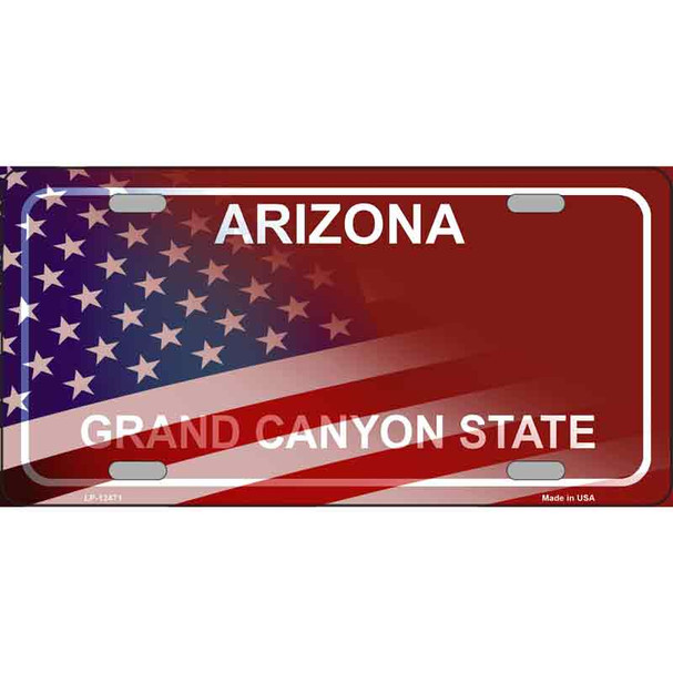 Arizona with American Flag Wholesale Novelty Metal License Plate LP-12471