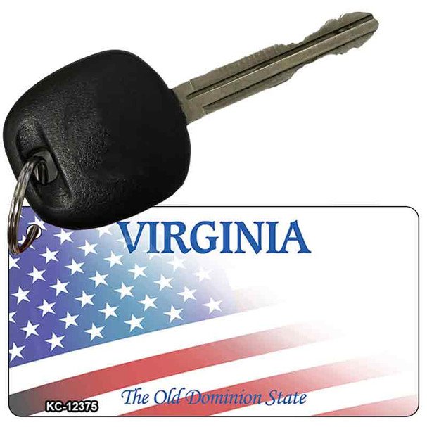 Virginia with American Flag Wholesale Novelty Metal Key Chain