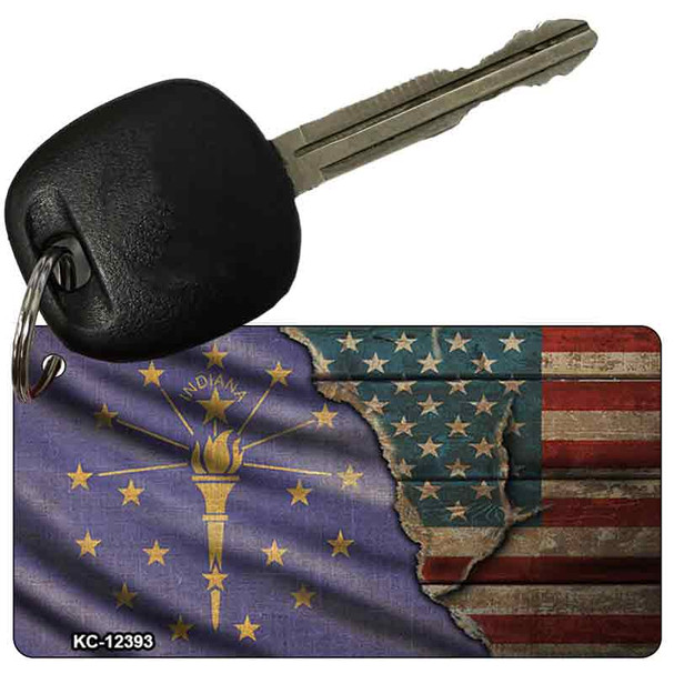 Indiana/American Flag Wholesale Novelty Metal Key Chain
