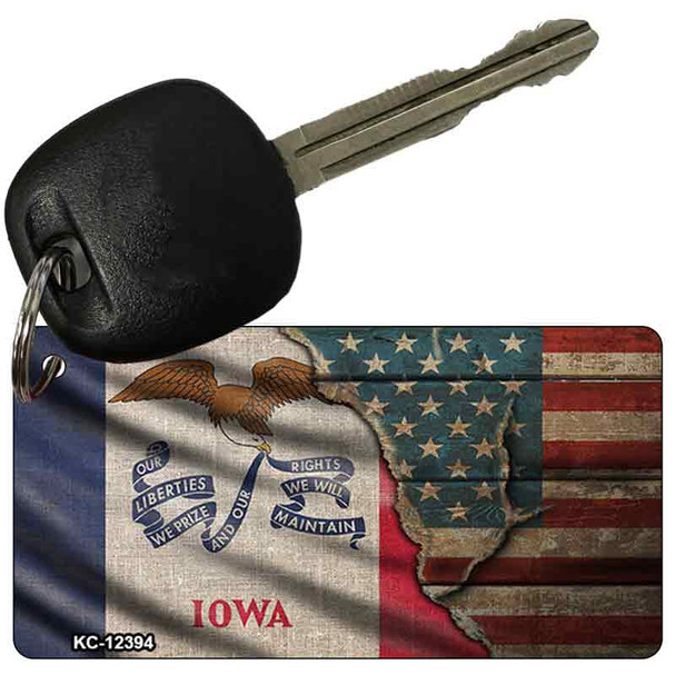 Iowa/American Flag Wholesale Novelty Metal Key Chain