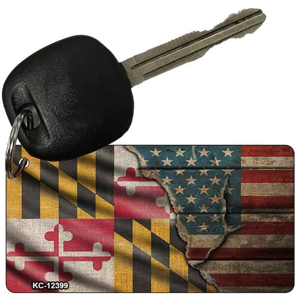 Maryland/American Flag Wholesale Novelty Metal Key Chain