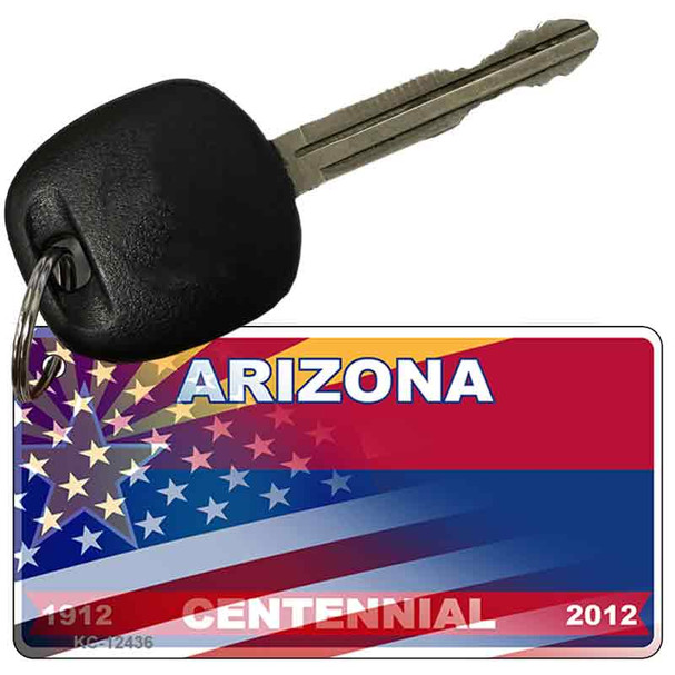 Arizona Centennial American Flag Wholesale Novelty Metal Key Chain