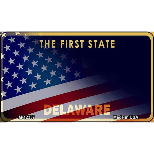 Delaware with American Flag Wholesale Novelty Metal Magnet M-12337