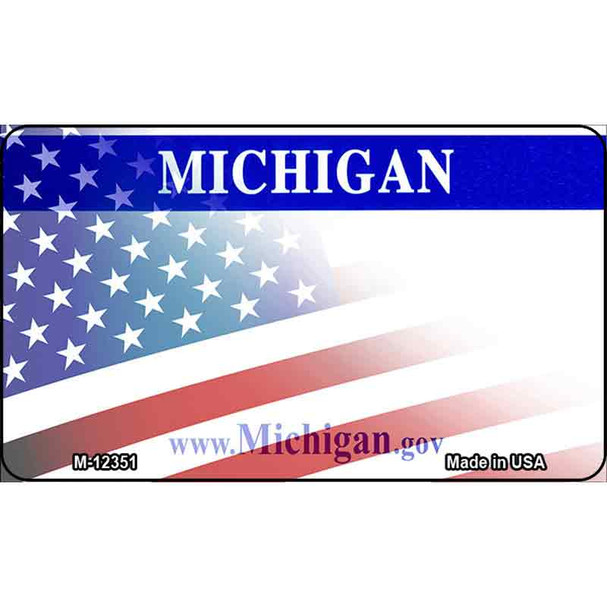 Michigan with American Flag Wholesale Novelty Metal Magnet M-12351