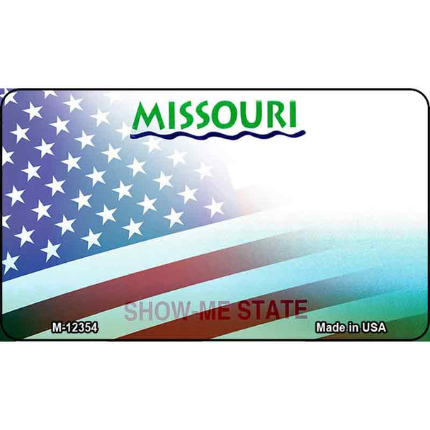 Missouri with American Flag Wholesale Novelty Metal Magnet M-12354