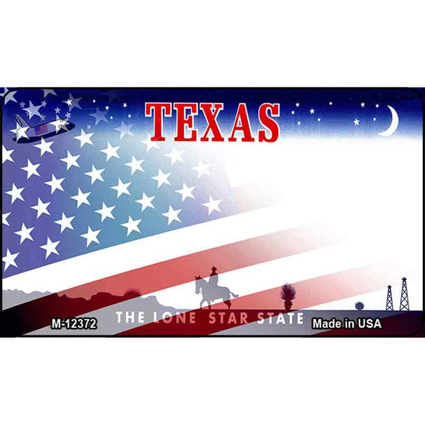 Texas with American Flag Wholesale Novelty Metal Magnet M-12372