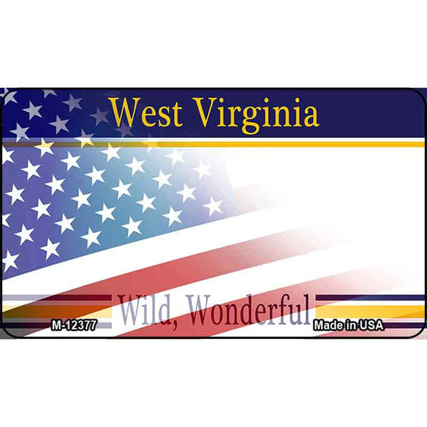 West Virginia with American Flag Wholesale Novelty Metal Magnet M-12377