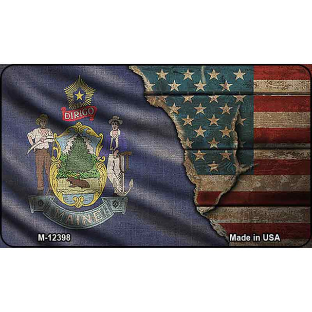 Maine/American Flag Wholesale Novelty Metal Magnet M-12398