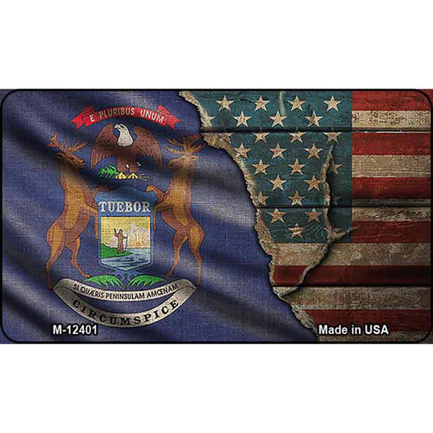 Michigan/American Flag Wholesale Novelty Metal Magnet M-12401