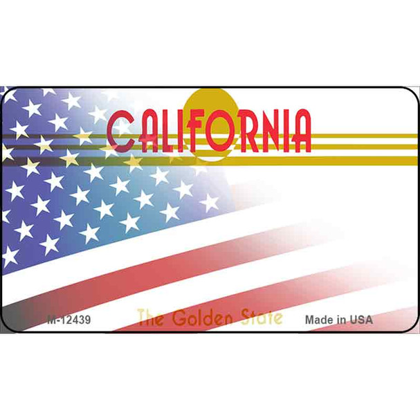 California with American Flag Wholesale Novelty Metal Magnet M-12439