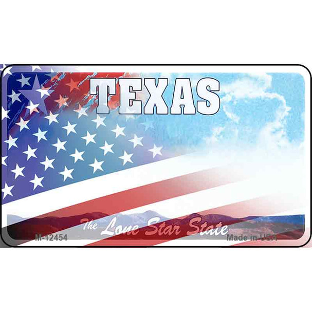 Texas with American Flag Wholesale Novelty Metal Magnet M-12454