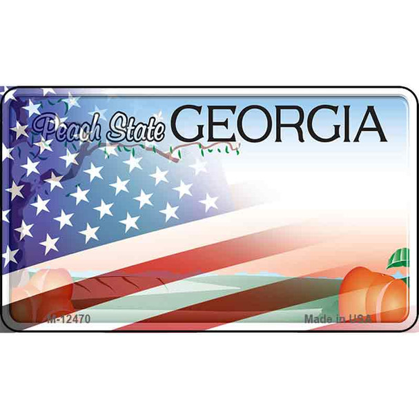 Georgia with American Flag Wholesale Novelty Metal Magnet M-12470