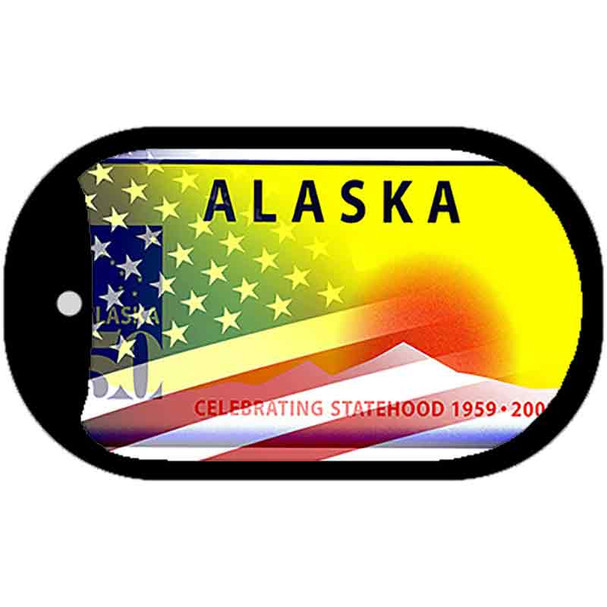Alaska with American Flag Wholesale Novelty Metal Dog Tag Necklace
