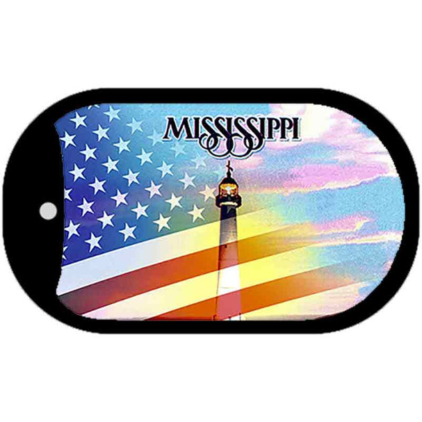Mississippi with American Flag Wholesale Novelty Metal Dog Tag Necklace