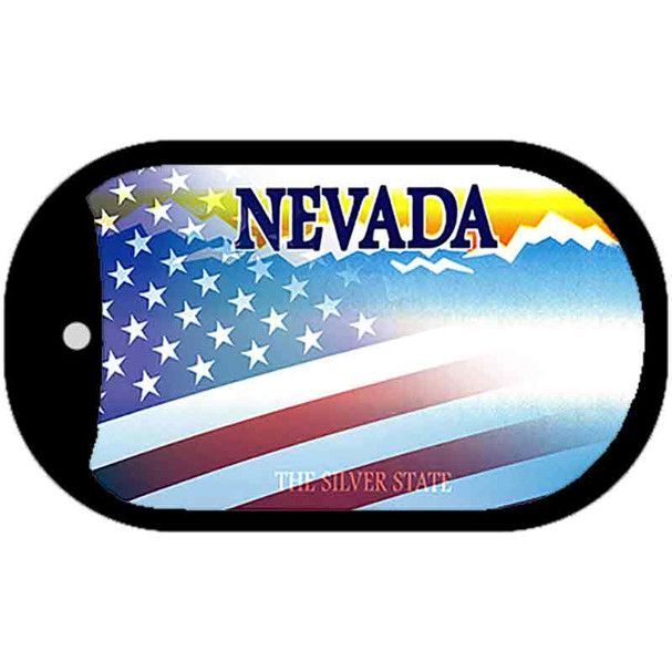 Nevada with American Flag Wholesale Novelty Metal Dog Tag Necklace