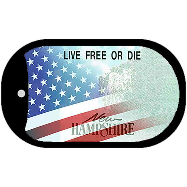 New Hampshire with American Flag Wholesale Novelty Metal Dog Tag Necklace