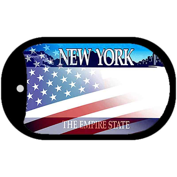 New York with American Flag Wholesale Novelty Metal Dog Tag Necklace