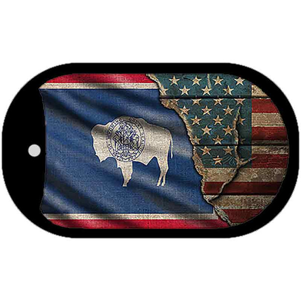 Wyoming/American Flag Wholesale Novelty Metal Dog Tag Necklace