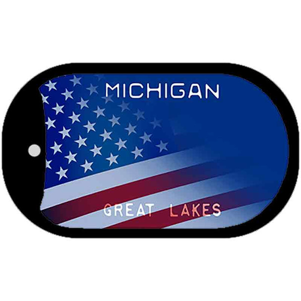 Michigan Great Lakes Plate American Flag Wholesale Novelty Metal Dog Tag Necklace