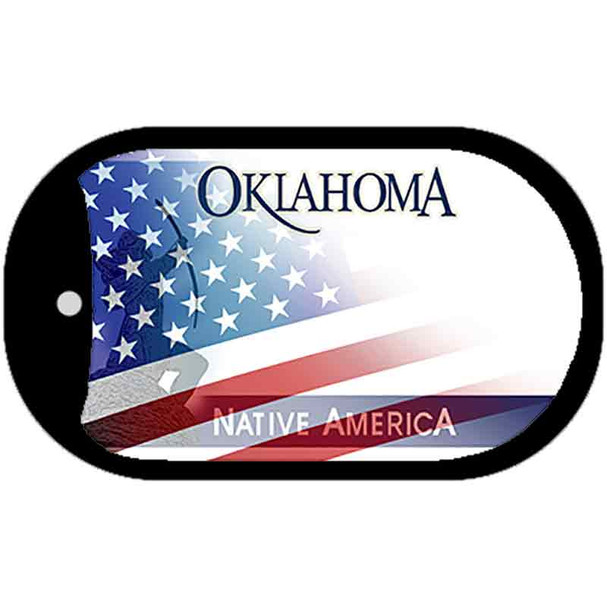 Oklahoma with American Flag Wholesale Novelty Metal Dog Tag Necklace DT-12455
