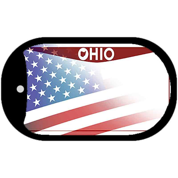 Ohio State American Flag Wholesale Novelty Metal Dog Tag Necklace