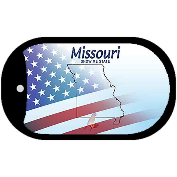 Missouri with American Flag Wholesale Novelty Metal Dog Tag Necklace DT-12465