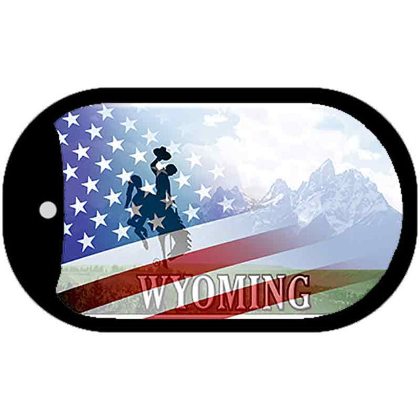 Wyoming Cowboy Plate American Flag Wholesale Novelty Metal Dog Tag Necklace