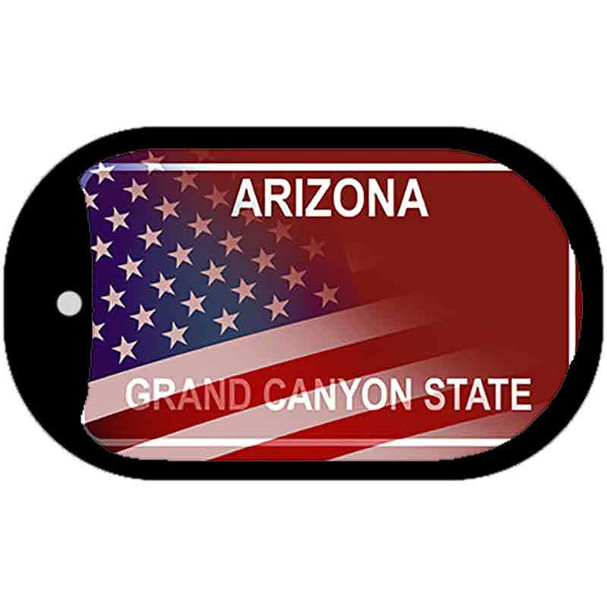 Arizona with American Flag Wholesale Novelty Metal Dog Tag Necklace DT-12471