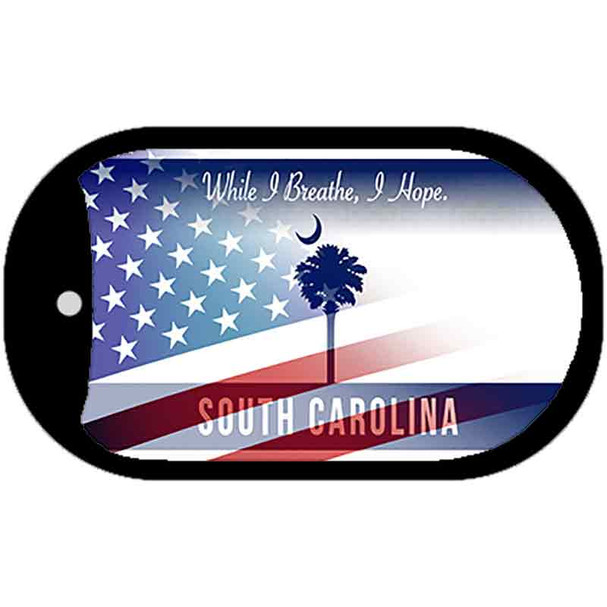 South Carolina with American Flag Wholesale Novelty Metal Dog Tag Necklace DT-12473