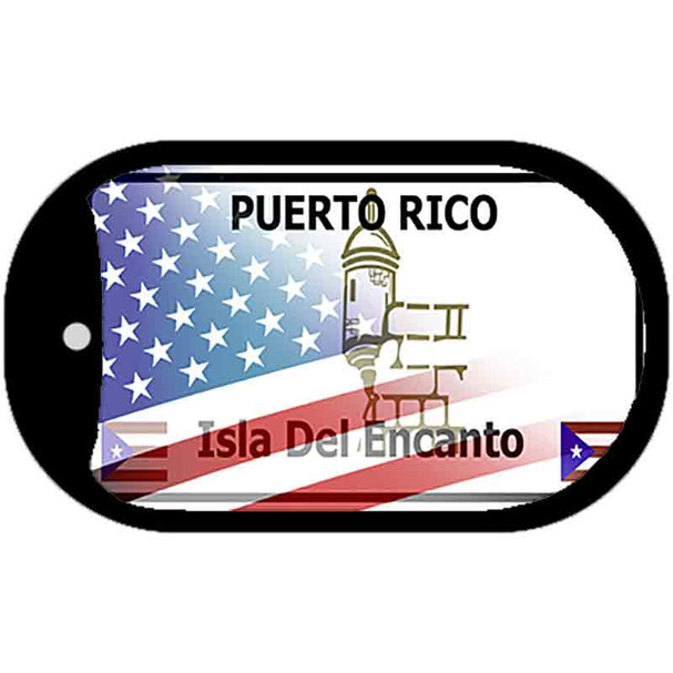 Puerto Rico with American Flag Wholesale Novelty Metal Dog Tag Necklace