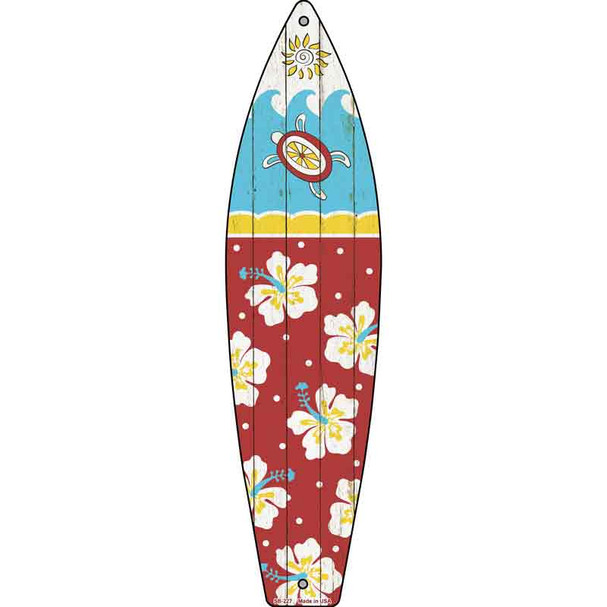 Sea Turtle With Hibiscus Flower  Wholesale Novelty Metal Surfboard Sign