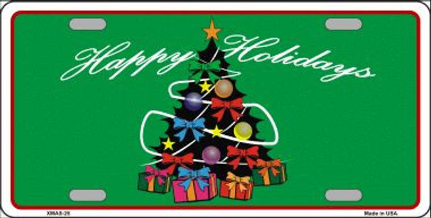 Happy Holidays Christmas Tree Wholesale Metal Novelty License Plate