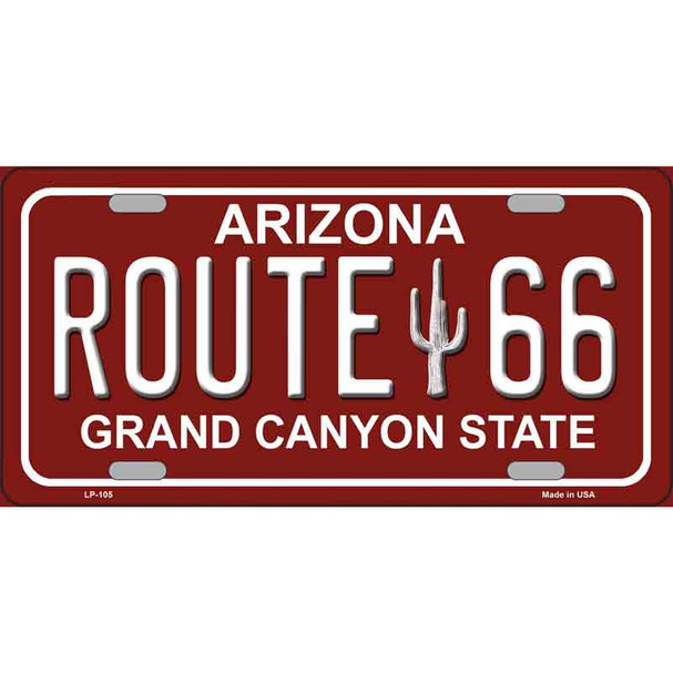 Route 66 Arizona Red Novelty Wholesale Metal License Plate