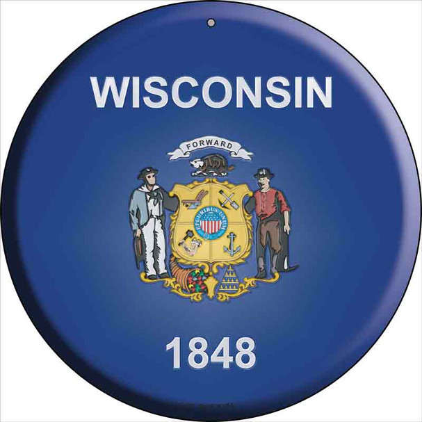 Wisconsin State Flag Wholesale Metal Circular Sign