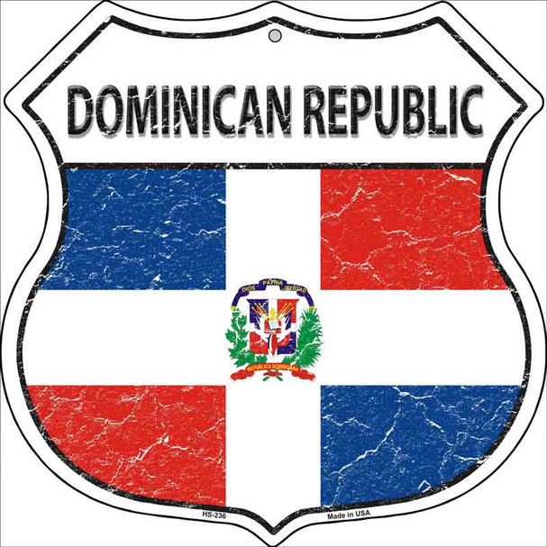 Dominican Republic Country Flag Highway Shield Wholesale Metal Sign