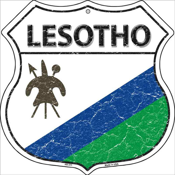 Lesotho Country Flag Highway Shield Wholesale Metal Sign