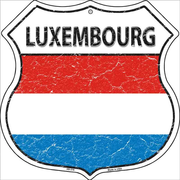 Luxembourg Country Flag Highway Shield Wholesale Metal Sign