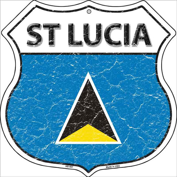 St Lucia Country Flag Highway Shield Wholesale Metal Sign