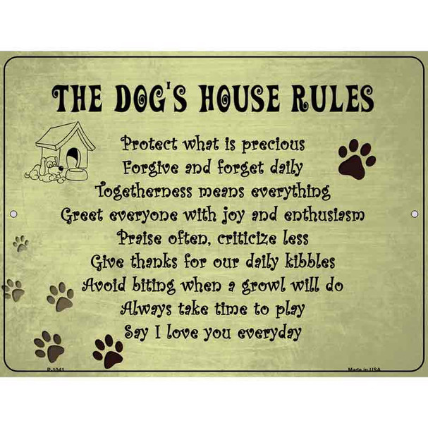 Dog House Rules Wholesale Metal Novelty Parking Sign