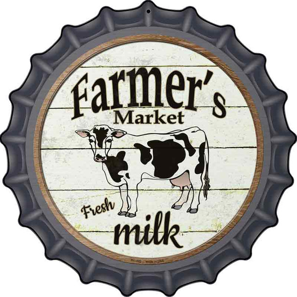 Farmers Market Milk Wholesale Novelty Metal Bottle Cap Sign