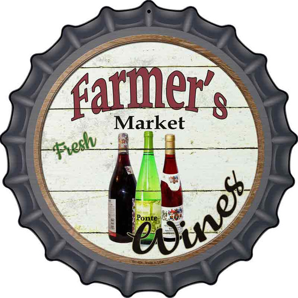 Farmers Market Wines Wholesale Novelty Metal Bottle Cap Sign