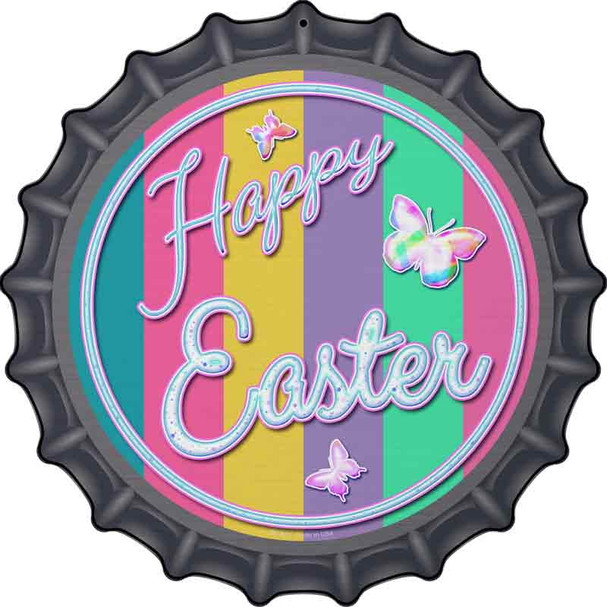Happy Easter with Butterflies Wholesale Novelty Metal Bottle Cap Sign