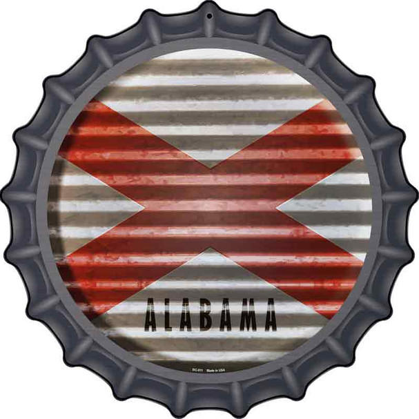 Alabama Flag Corrugated Effect Wholesale Novelty Metal Bottle Cap Sign