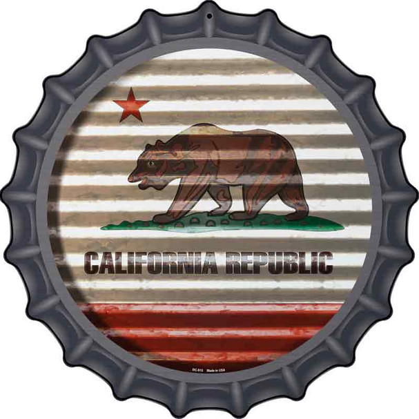 California Flag Corrugated Effect Wholesale Novelty Metal Bottle Cap Sign